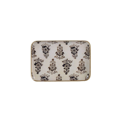 Plateau métal émaillé Hoya 10x15, bordure dorée