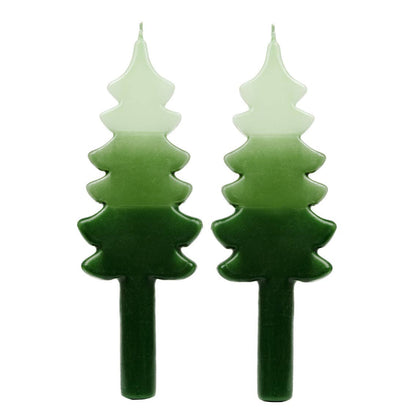 Bougies de dîner en forme de sapin de Noël vert | Paquet de 2 | Décoration de table |