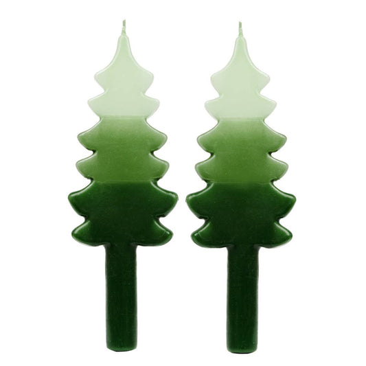 Bougies de dîner en forme de sapin de Noël vert | Paquet de 2 | Décoration de table |