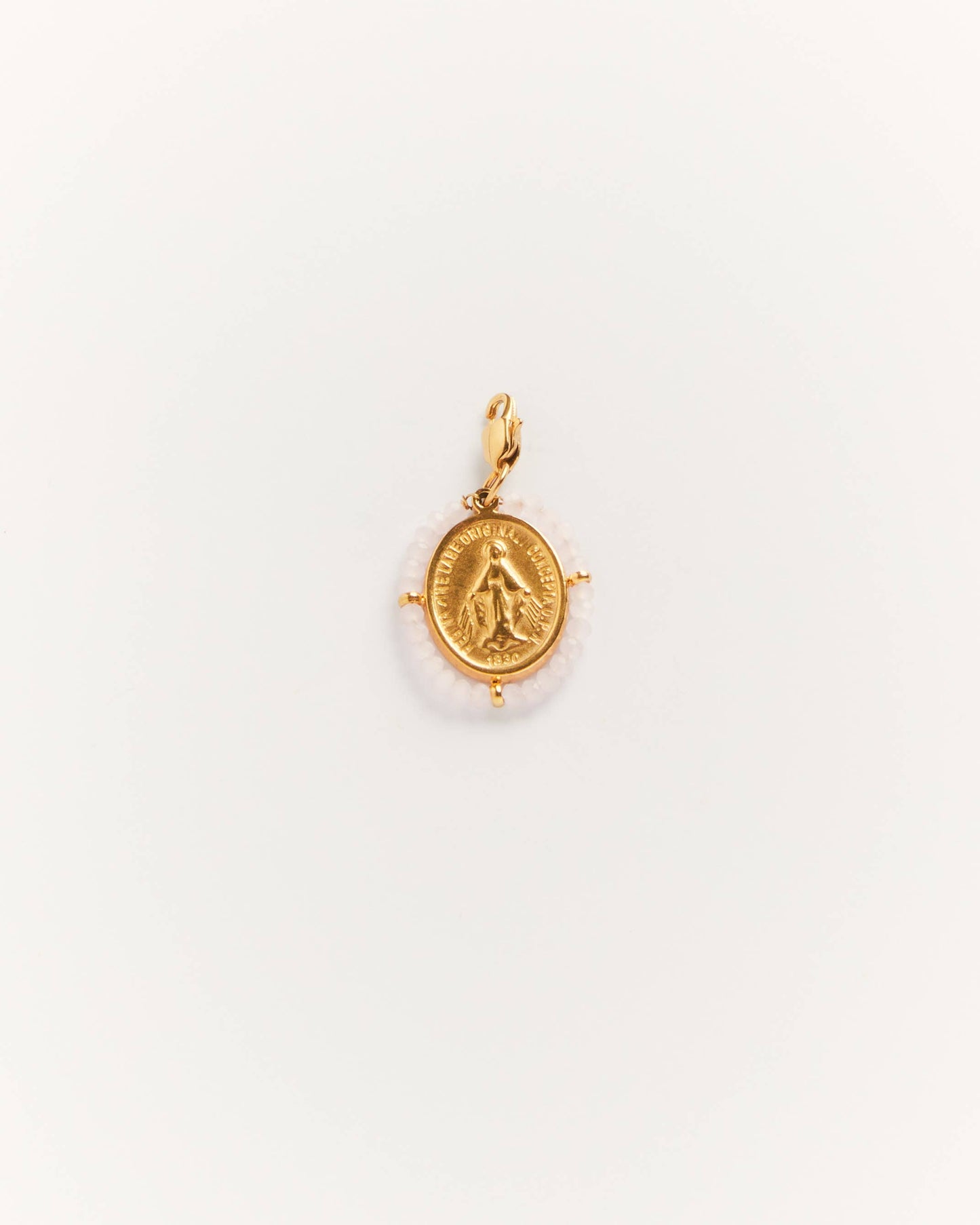 Charm Santa Misty Pink - médaille pendante avec pierres rose poudré