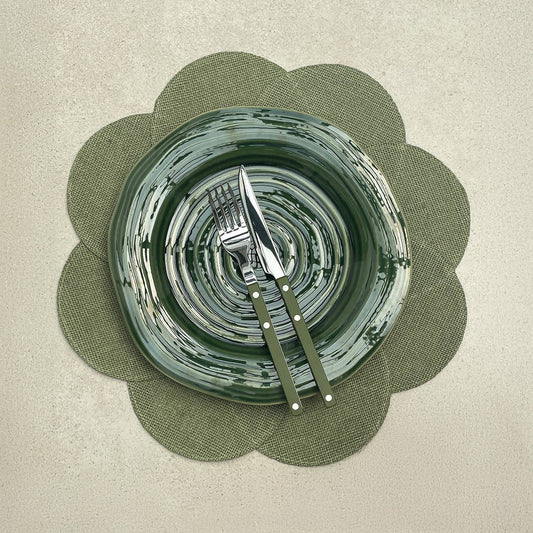 Set de table rond jute vert D38cm