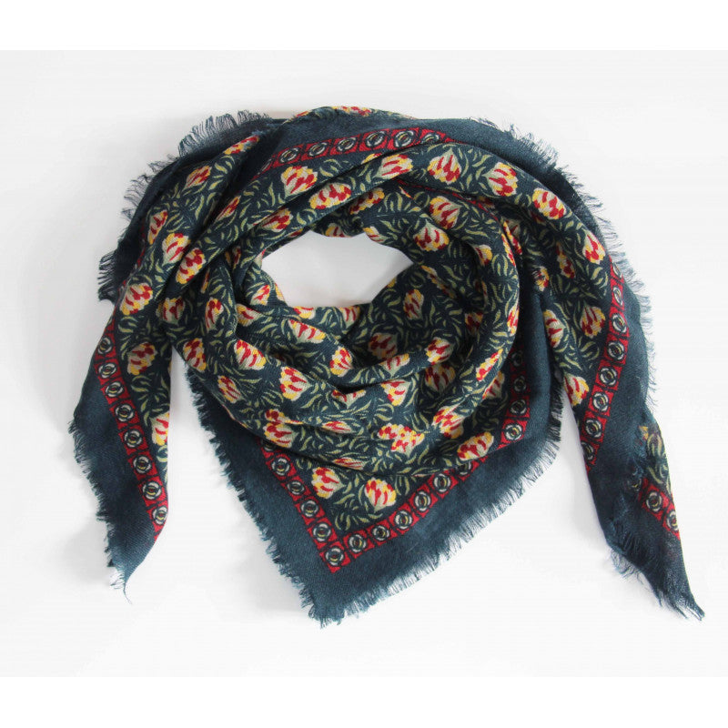 Carré Laine Poème Marine Navy