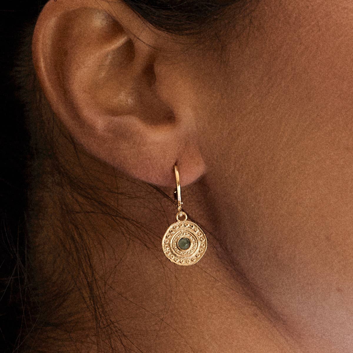 Boucles d'oreilles Alba Green | Bijoux en or, cadeau imperméable