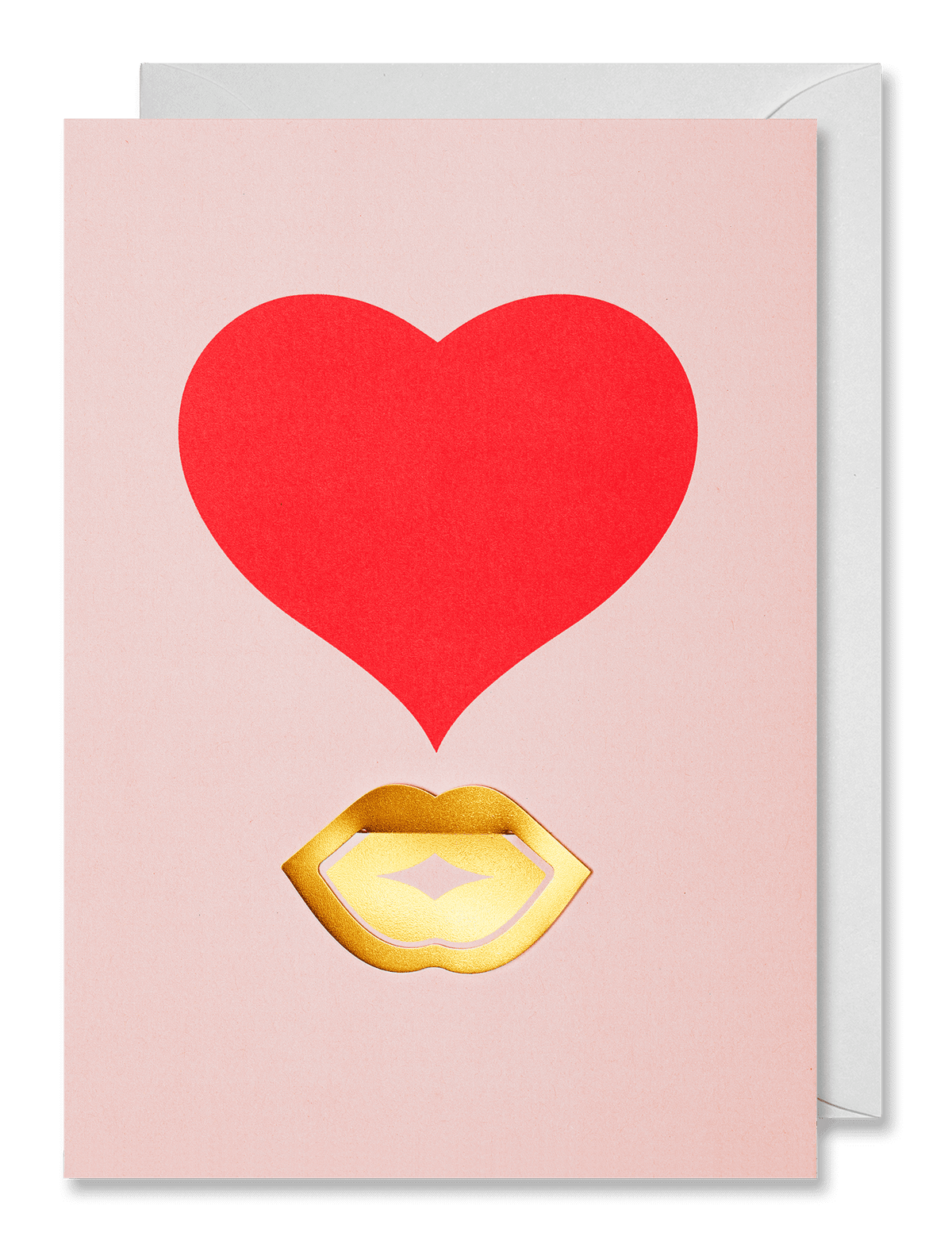 Carte de vœux avec clip doré en forme de baiser