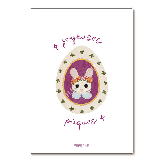 Carte Postale / Card "Oeuf de Pâques lapin"