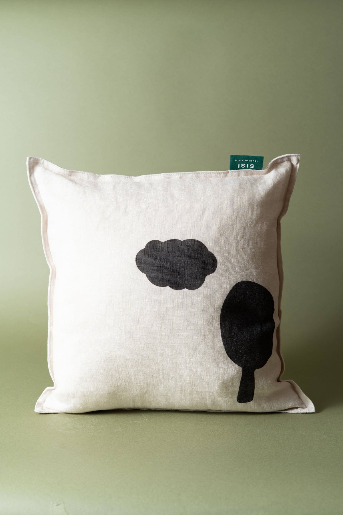 Coussin en lin Sisi, Nuage et arbre