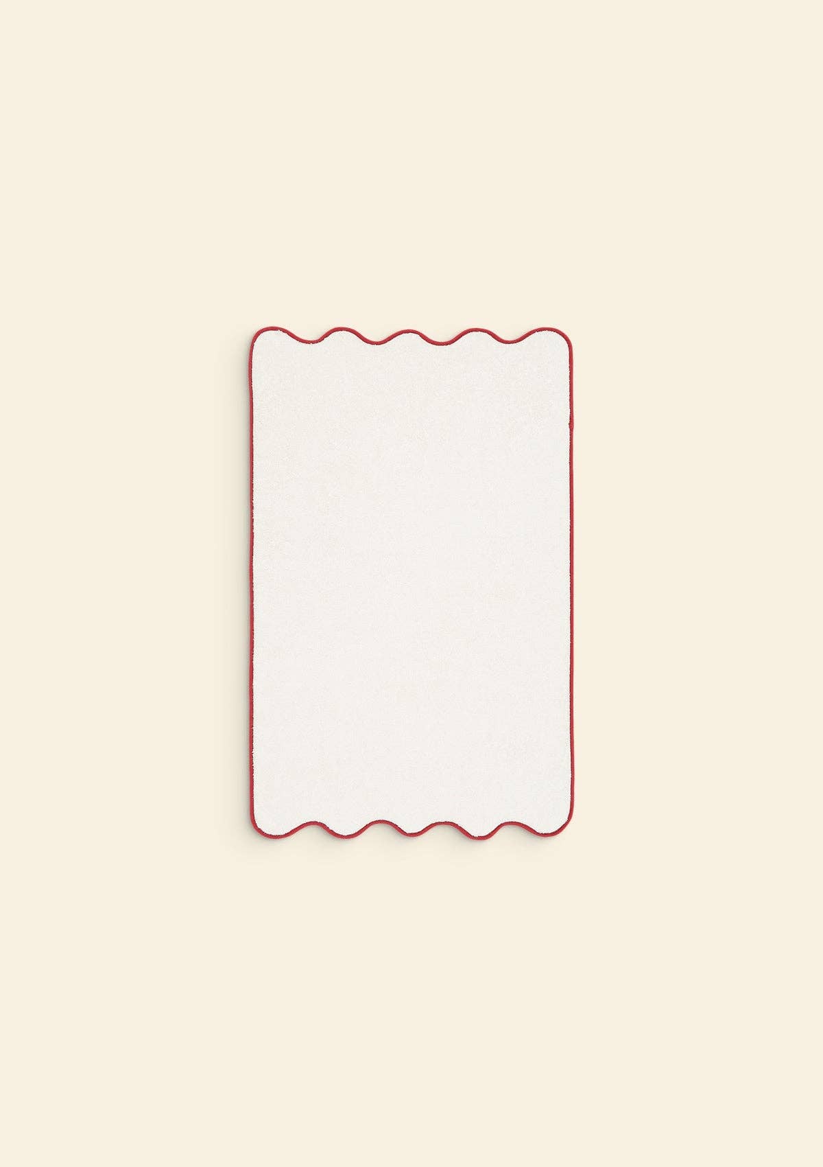 Le tapis de bain ondulé en coton ivoire & bordeaux