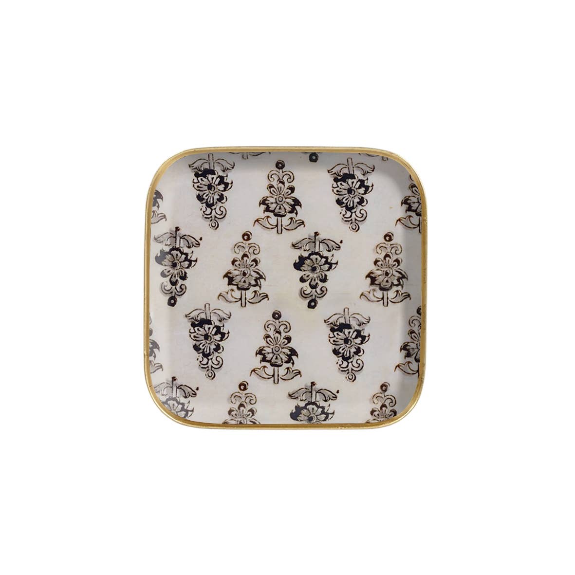 Plateau métal émaillé Hoya 16x16, bordure dorée