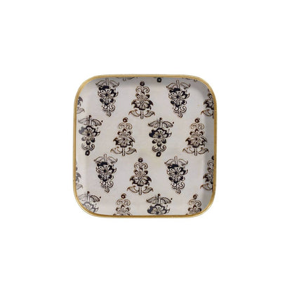 Plateau métal émaillé Hoya 16x16, bordure dorée