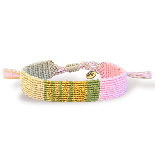 Bracelet tissé Kizel® de Maison Kizo Rose pâle, kaki et doré
