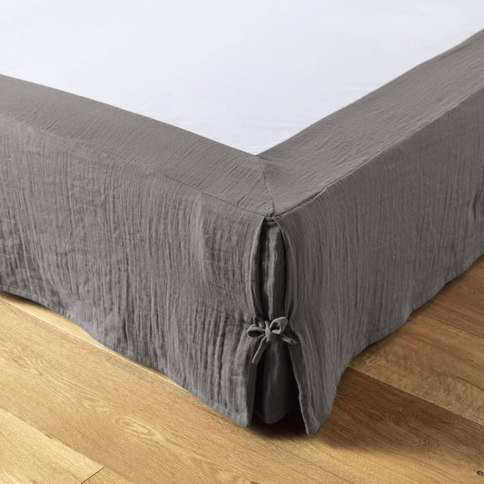 Cache-sommier Gaze de coton 90 x 190 cm GAÏA Granit