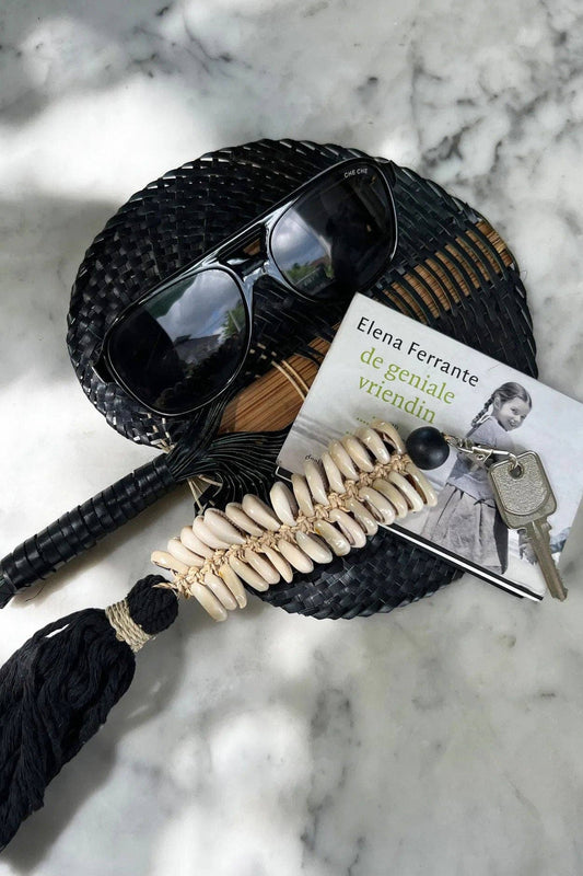 Porte-clés macramé arête de poisson noir