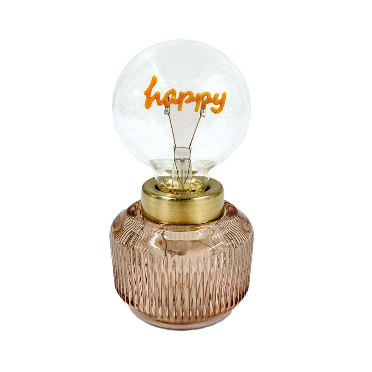 Déco LED Vaness beige happy à piles D8 H16,5cm