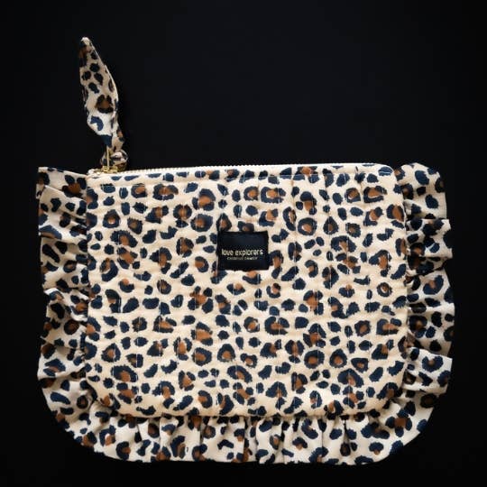 Pochette plate M - léopard beige