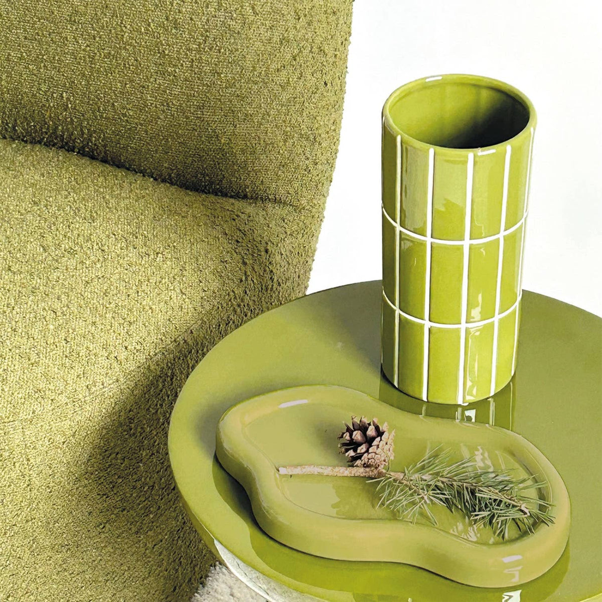 Vase carrelage mm kaki D10,5 H23cm