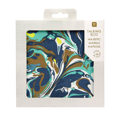 Serviettes de fête écologiques bleu marbré | Paquet de 20 |