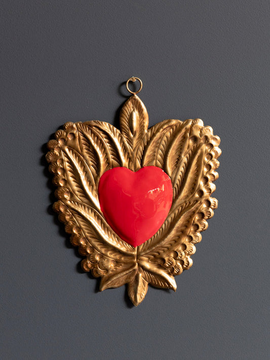 Ex Voto feuille coeur rouge