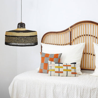 Lampe suspendue en paille tressée de taille moyenne CHECKERS M
