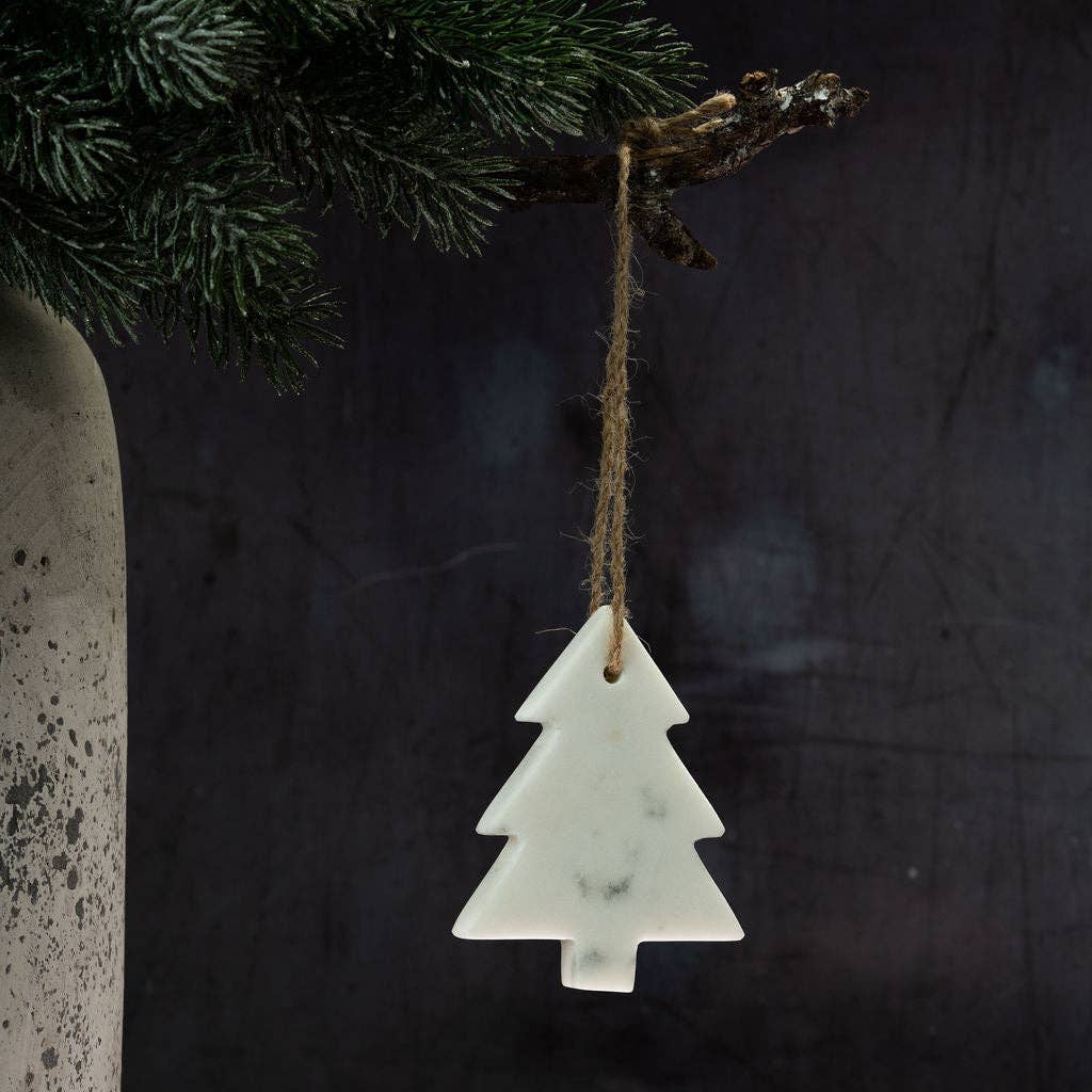 Décoration d'arbre de Noël suspendue en marbre blanc