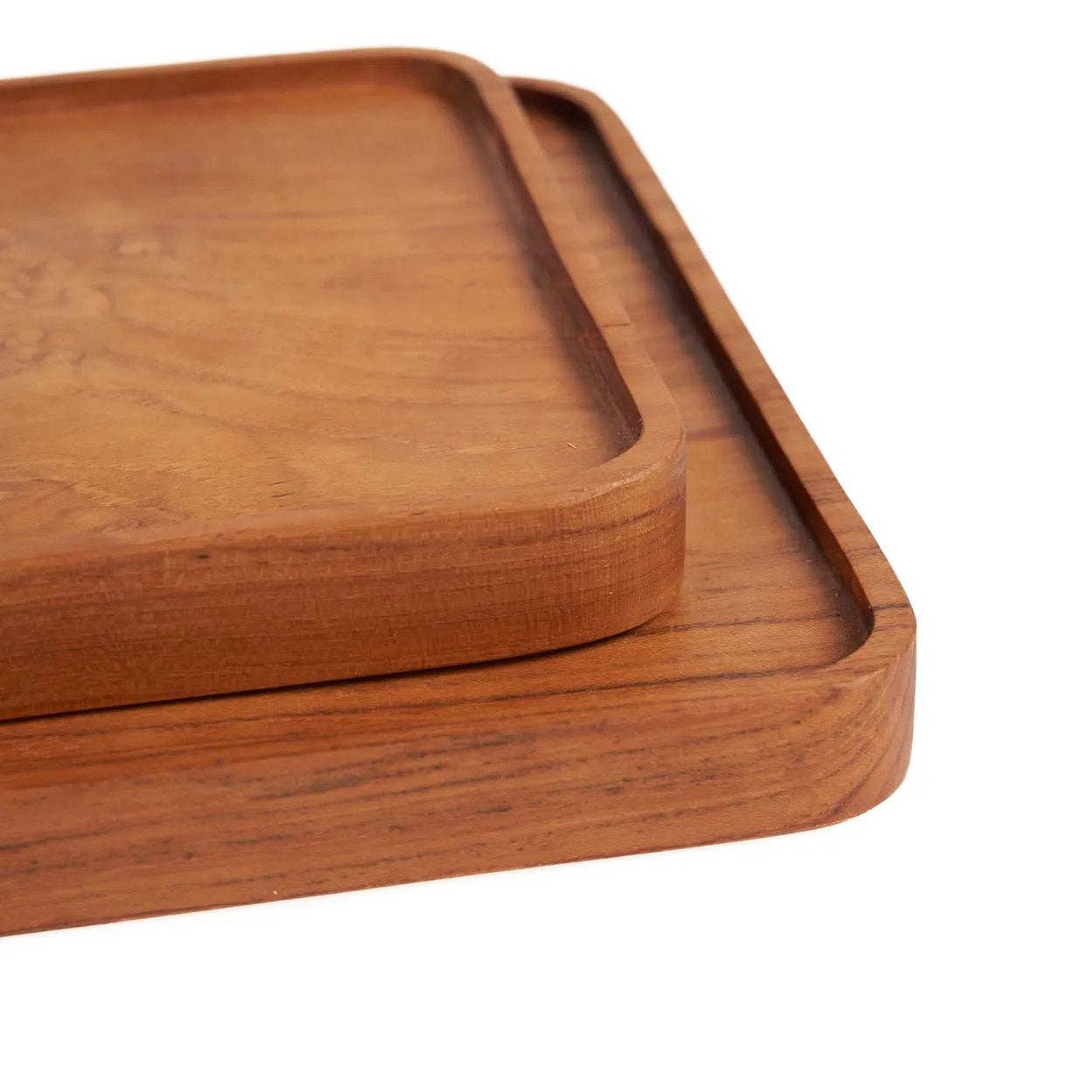 Assiette carrée en teck naturel - Taille S