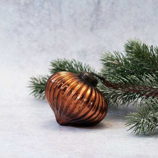 Suspension côtelée Russet de 3 po, décoration de Noël en verre