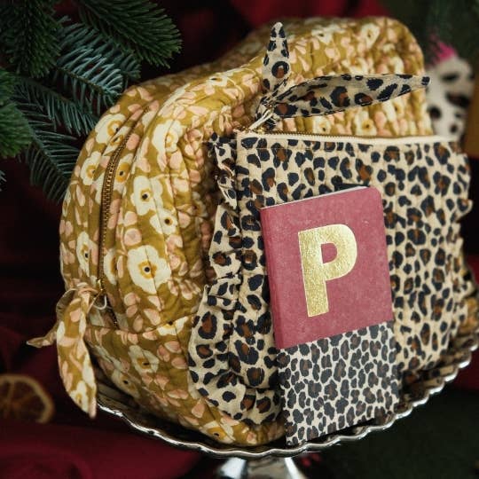 Pochette plate M - léopard beige