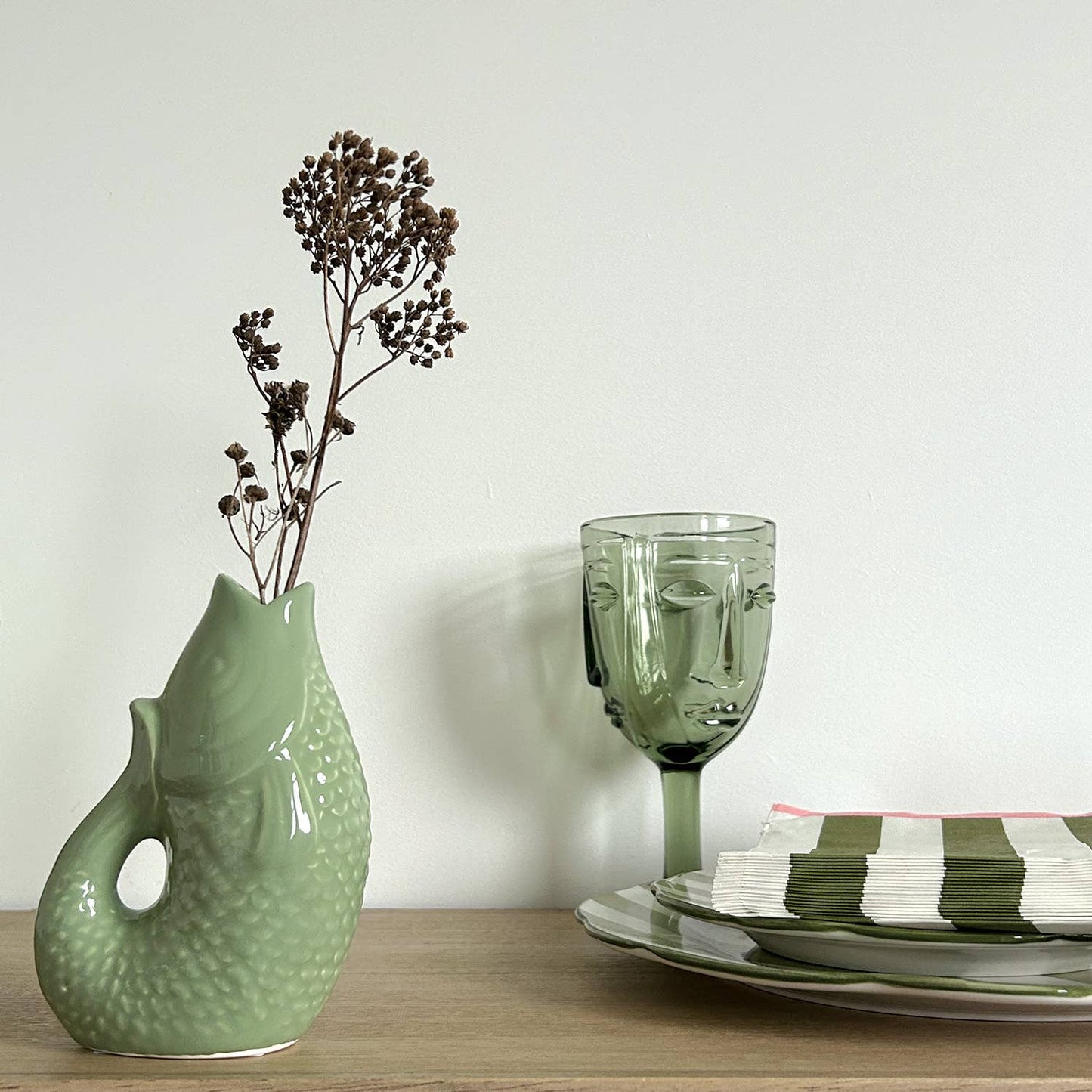 Verre à pied Visage vert