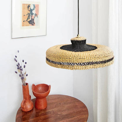 Lampe suspendue en paille tressée plate HATTER