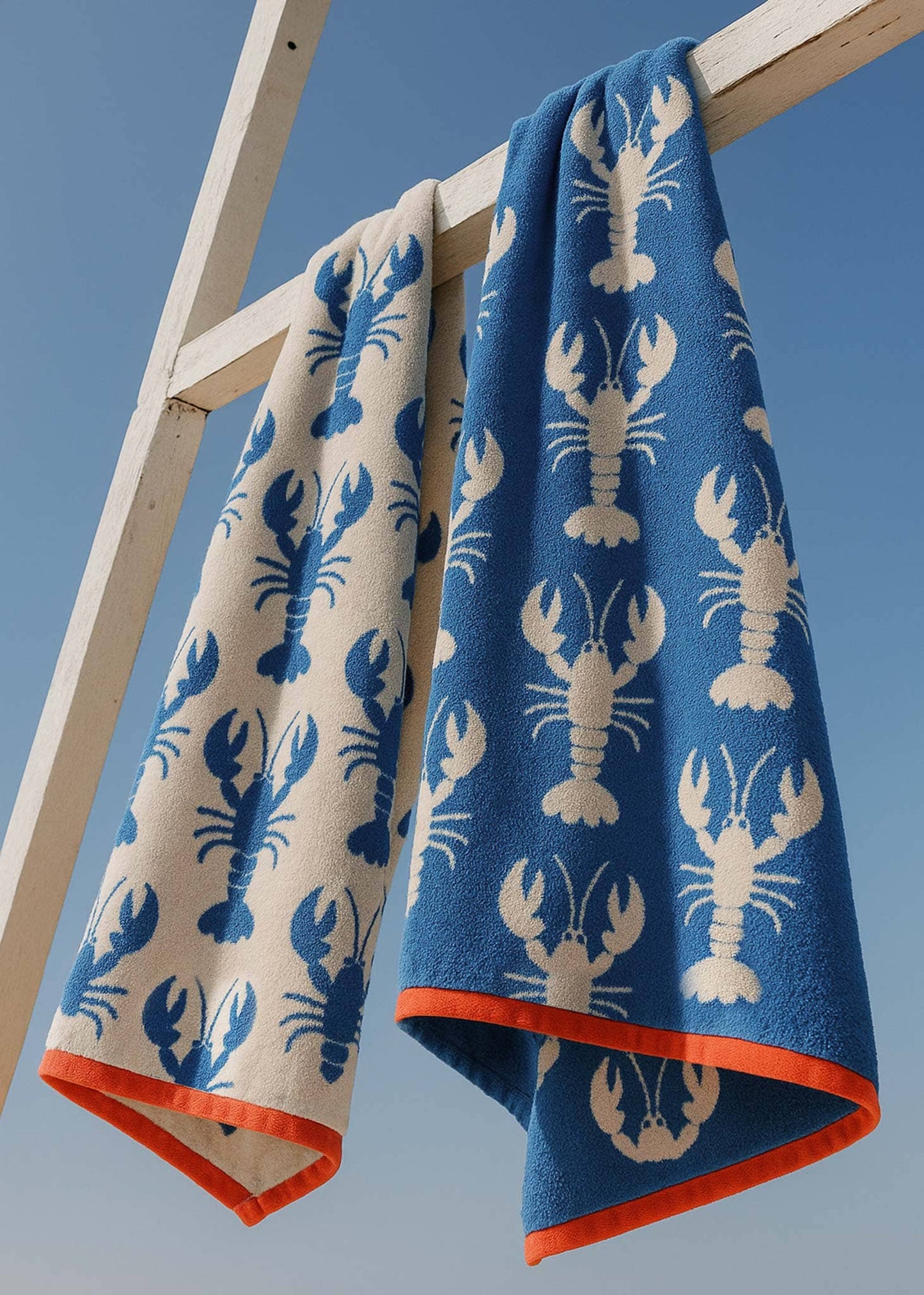 Serviettes Lobsters en coton biologique (bleu)