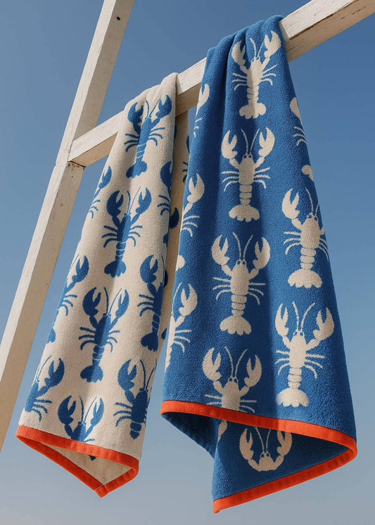 Serviettes Lobsters en coton biologique (bleu)