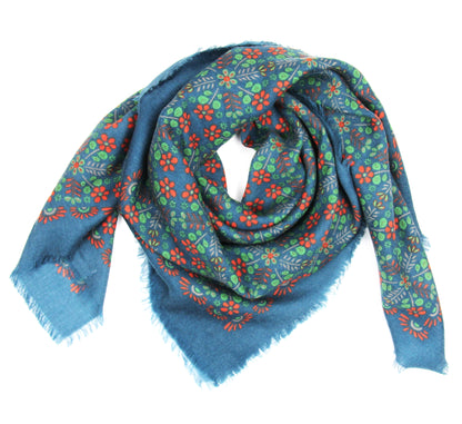 Carré Laine Agata Bleu