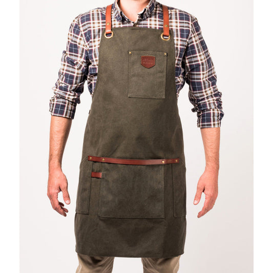 Tablier cuir et toile waxée